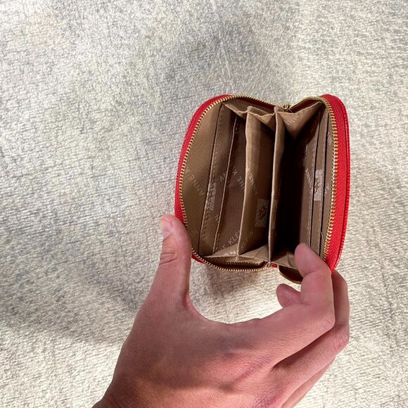 Anne Klein Small Red Wallet With Gold‎ Detail Womens Coin Purse - Picture 2 of 8